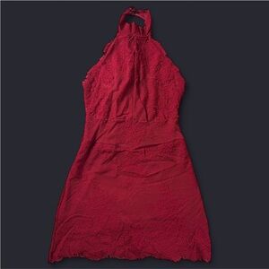 Free People red halter neck mini dress